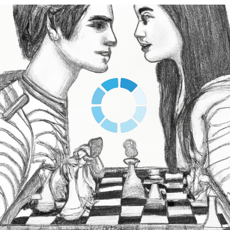 Romeo and Juliet playing chess