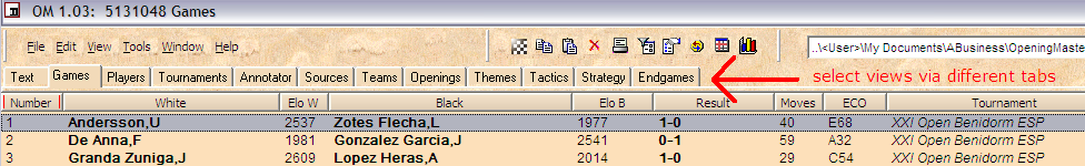 Menu inside OM select tabs