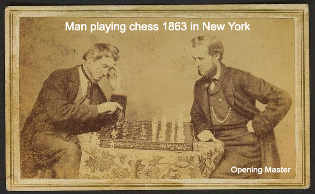 man playing chess 1863 by Opening Master