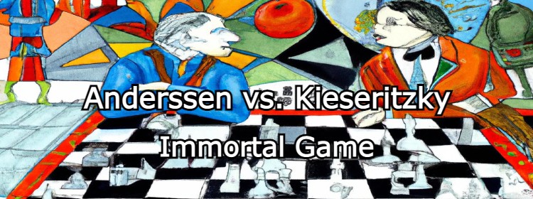 An hand drawn picture from series: The World's Great Chess Games. Anderssen  - Kieseritsky (The Immortal Game - 1851). Position after 11.