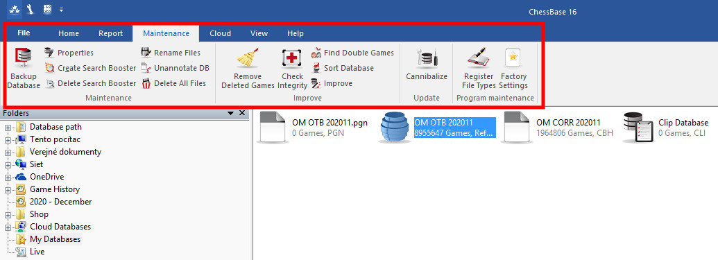 Maintenance chessbase